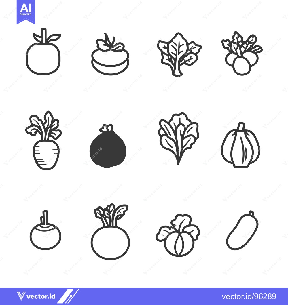 Premium Vector dari Set of Twelve Black and White Line Drawings of Root Vegetables