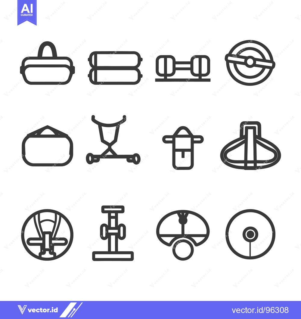 Premium Vector dari Set of twelve gym equipment line icons