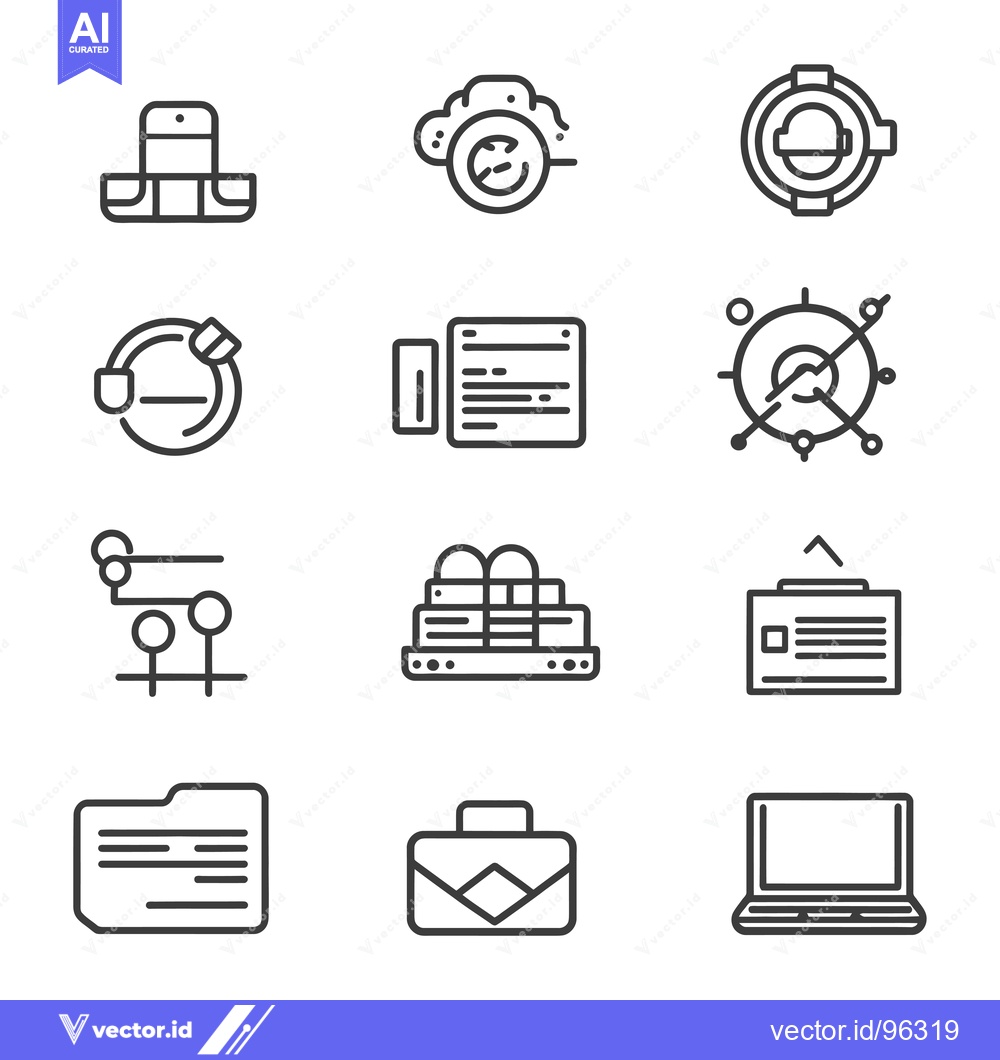 Premium Vector dari Set of Twelve Outline Icons Depicting Technology and Business Concepts