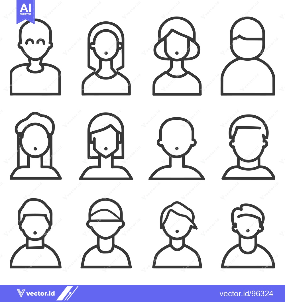 Premium Vector dari Set of Twelve Simple Line Drawings of People