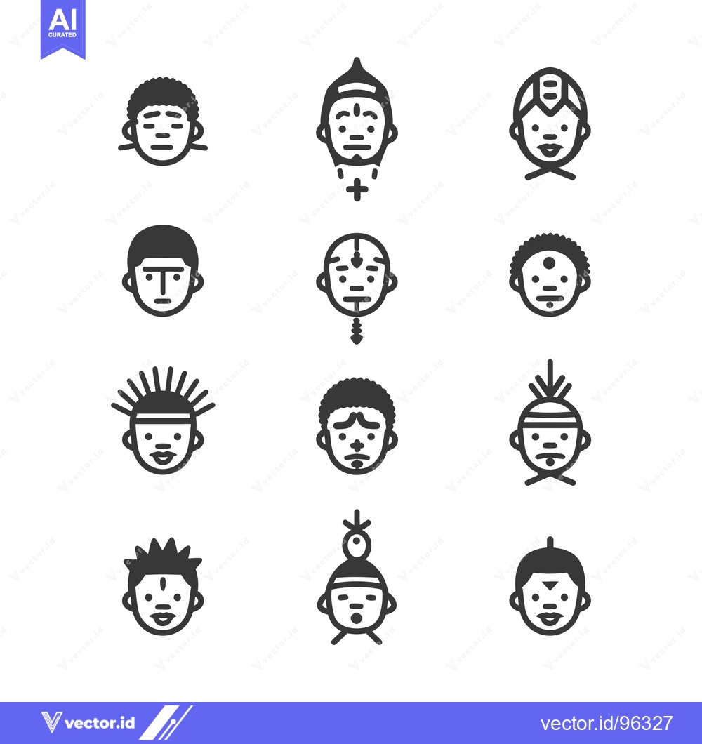 Premium Vector of Set of twelve stylized human faces with various hairstyles and facial