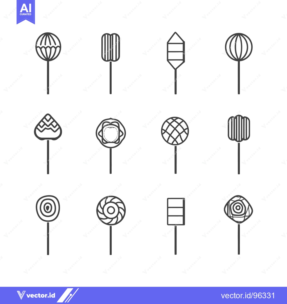 Premium Vector dari Set of twelve unique lollipops with various designs