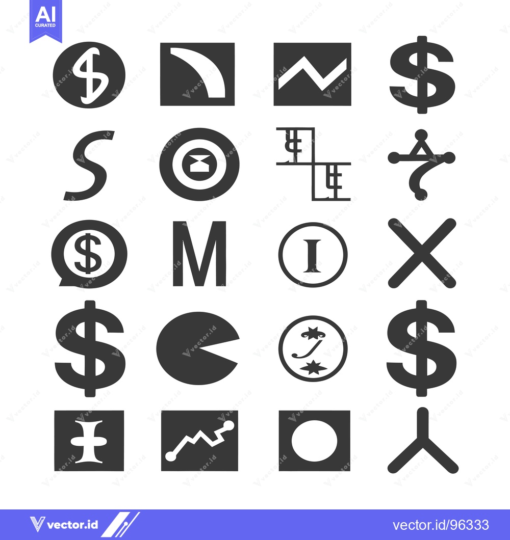 Premium Vector of Set of Twenty Black and White Abstract Shapes and Symbols