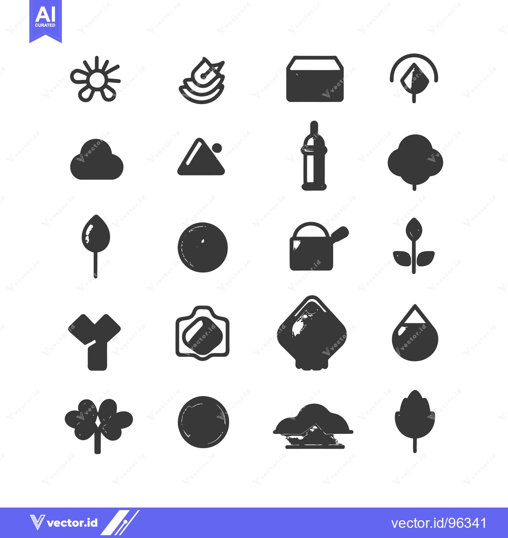 Premium Vector dari Set of Twenty-Four Hand Drawn Black and White Icons
