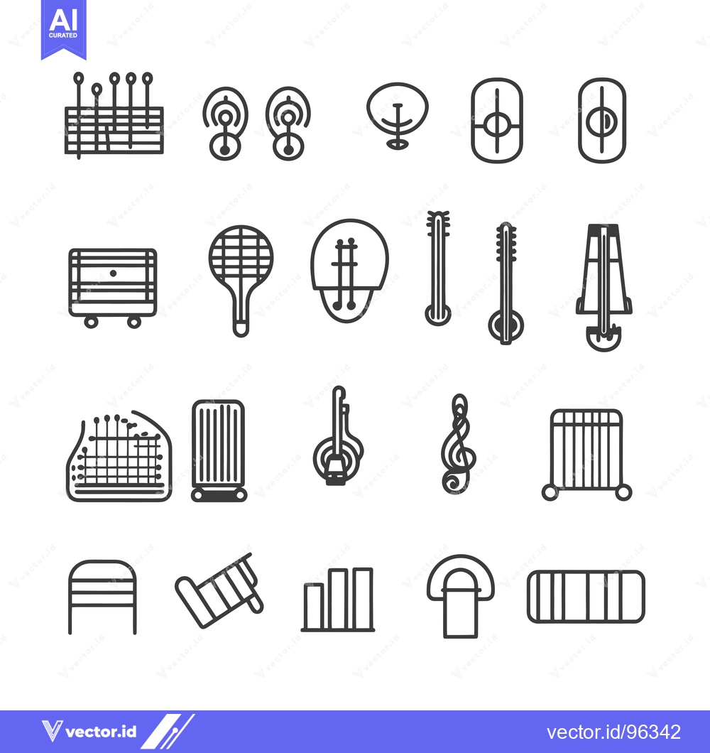 Premium Vector of Set of Twenty-Four Outline Icons Depicting Various Objects