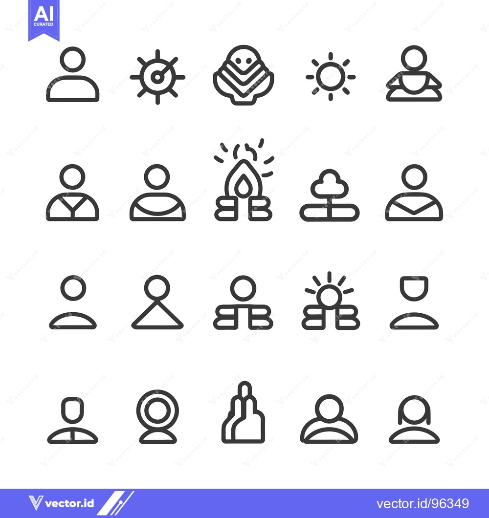 Premium Vector dari Set of User and People Icons in Line Style