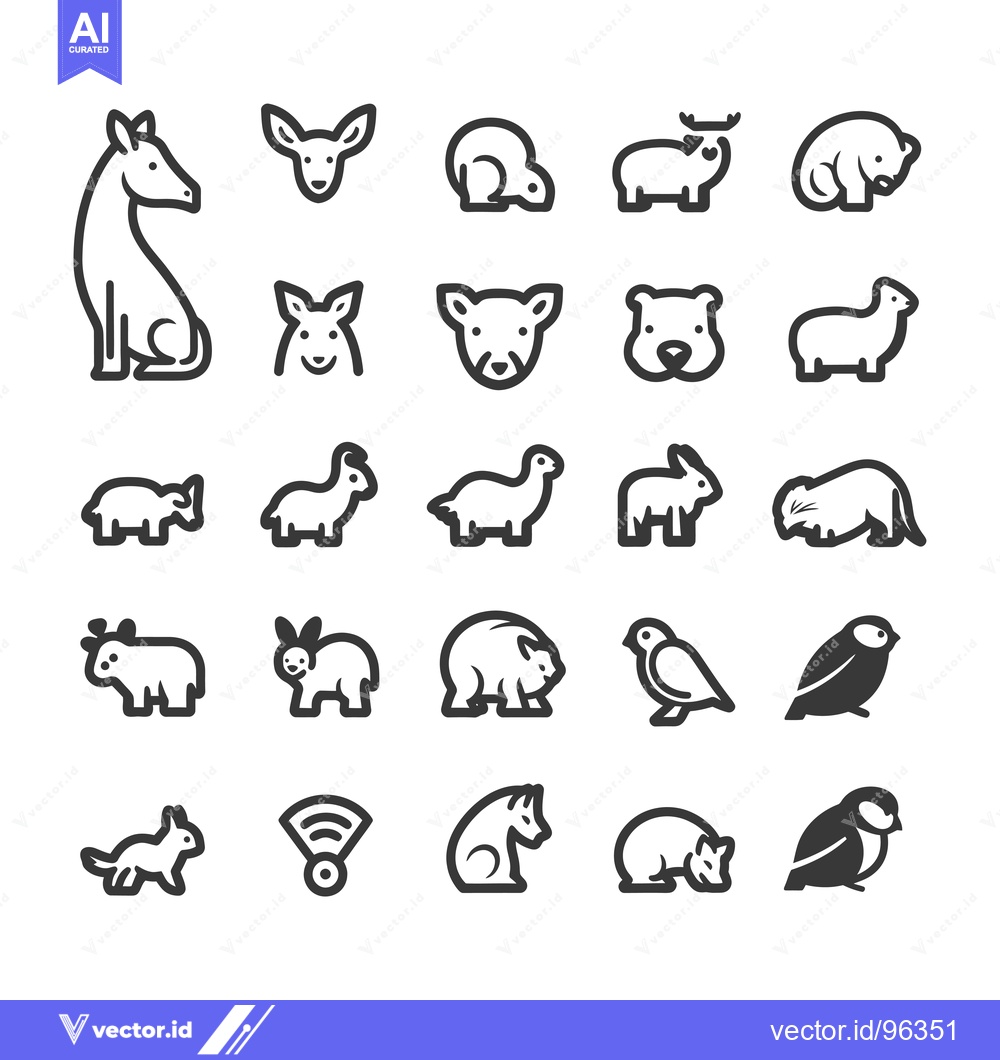 Premium Vector dari Set of Various Animal Icons in Outline Style