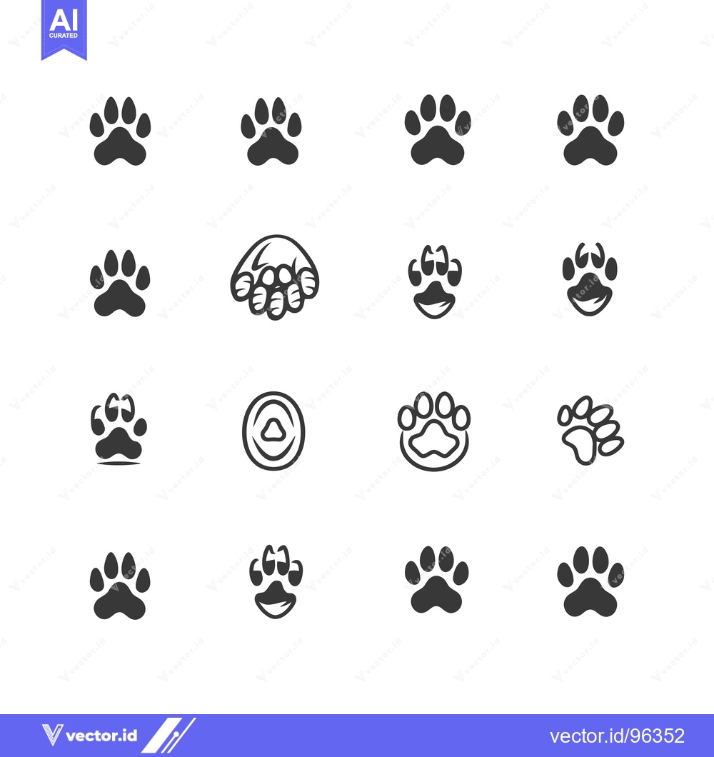 Premium Vector dari Set of various animal paw prints in different styles