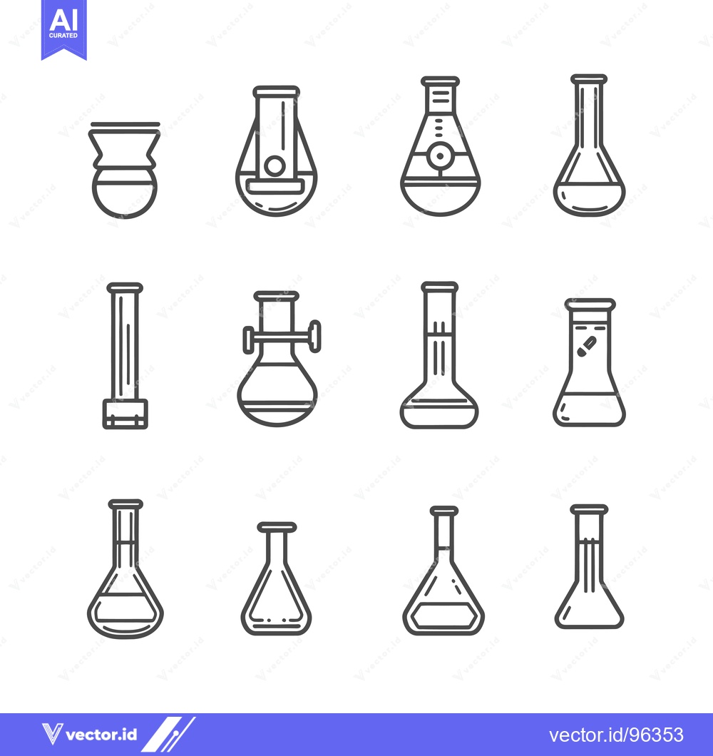 Premium Vector dari Set of various beakers, flasks, and laboratory glassware