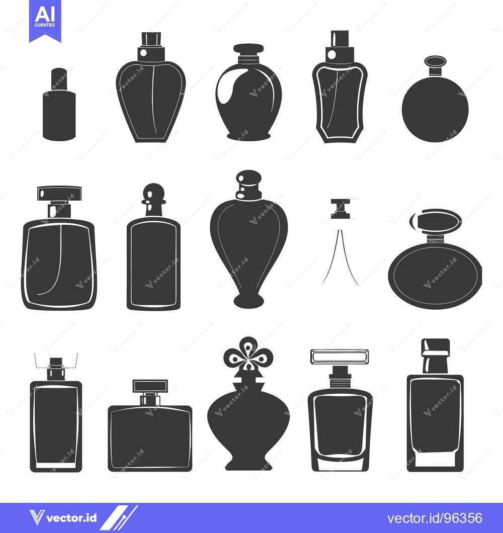 Premium Vector dari Set of Various Black and White Silhouette Perfume Bottles