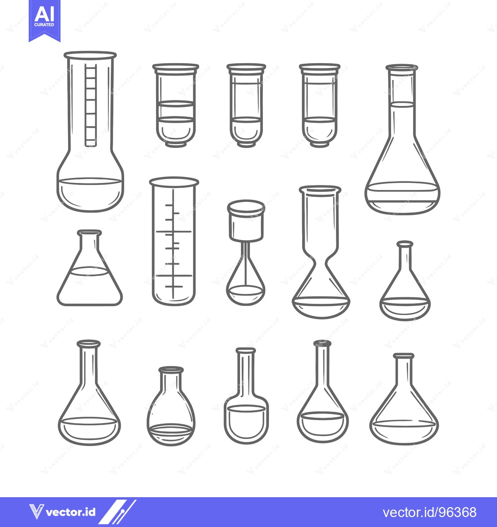 Premium Vector dari Set of Various Types of Laboratory Glassware in a Hand-Drawn Style