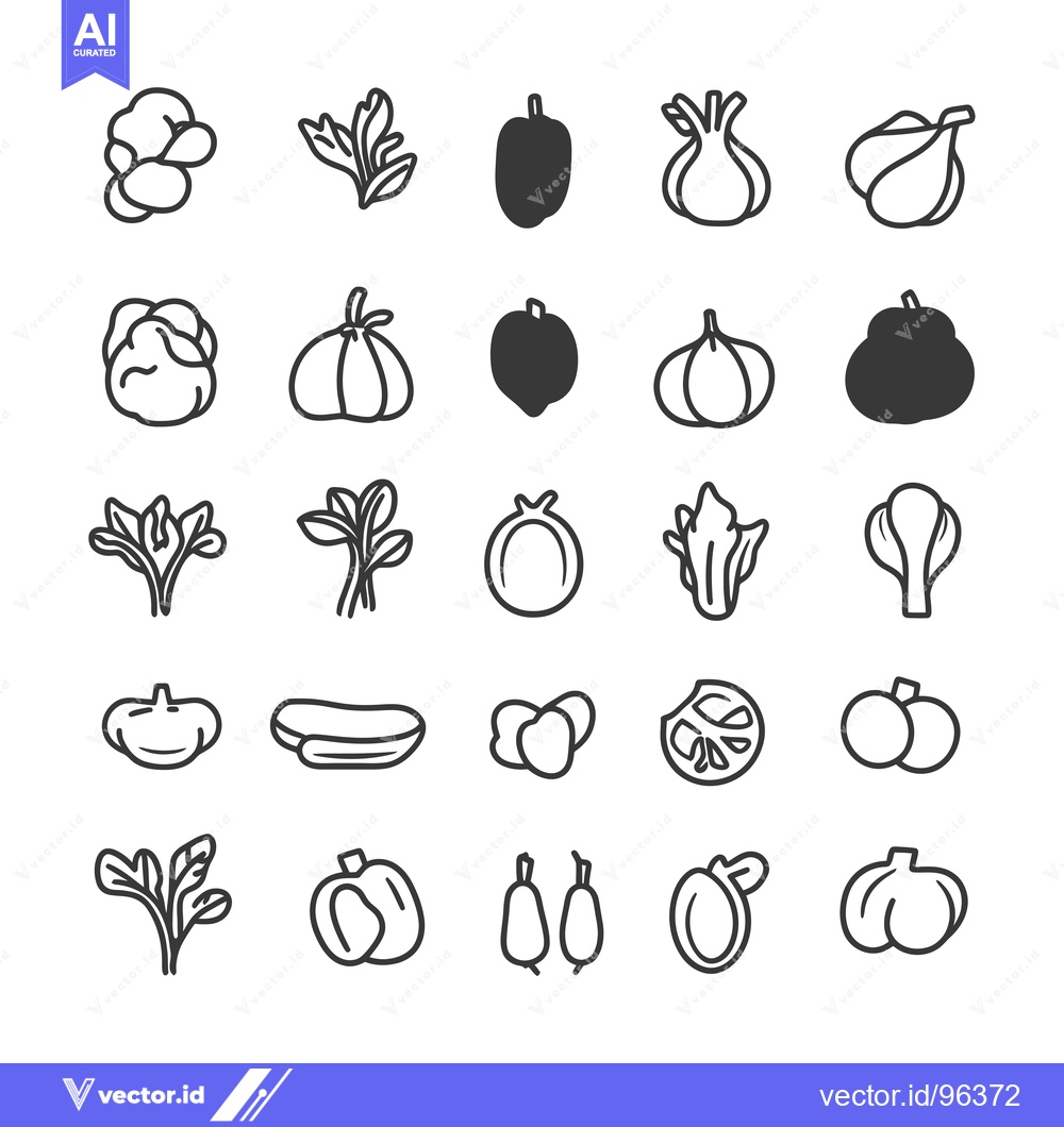 Premium Vector dari Set of Vegetable and Herb Outline Icons