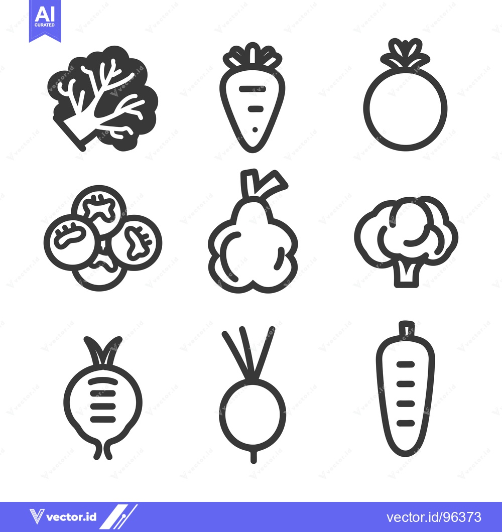 Premium Vector of Set of Vegetable Icons in Line Style