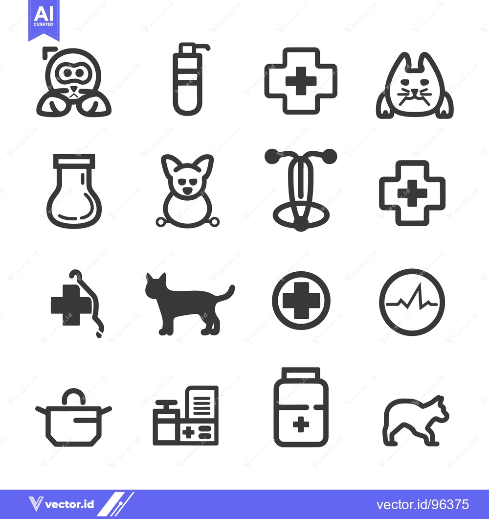 Premium Vector of Set of Veterinary Clinic and Pet Care Icons