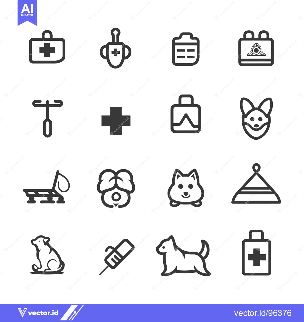 Premium Vector dari Set of Veterinary Icons for Pet Care Services