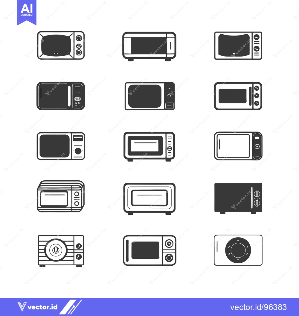 Premium Vector dari Set of vintage microwave and oven icons