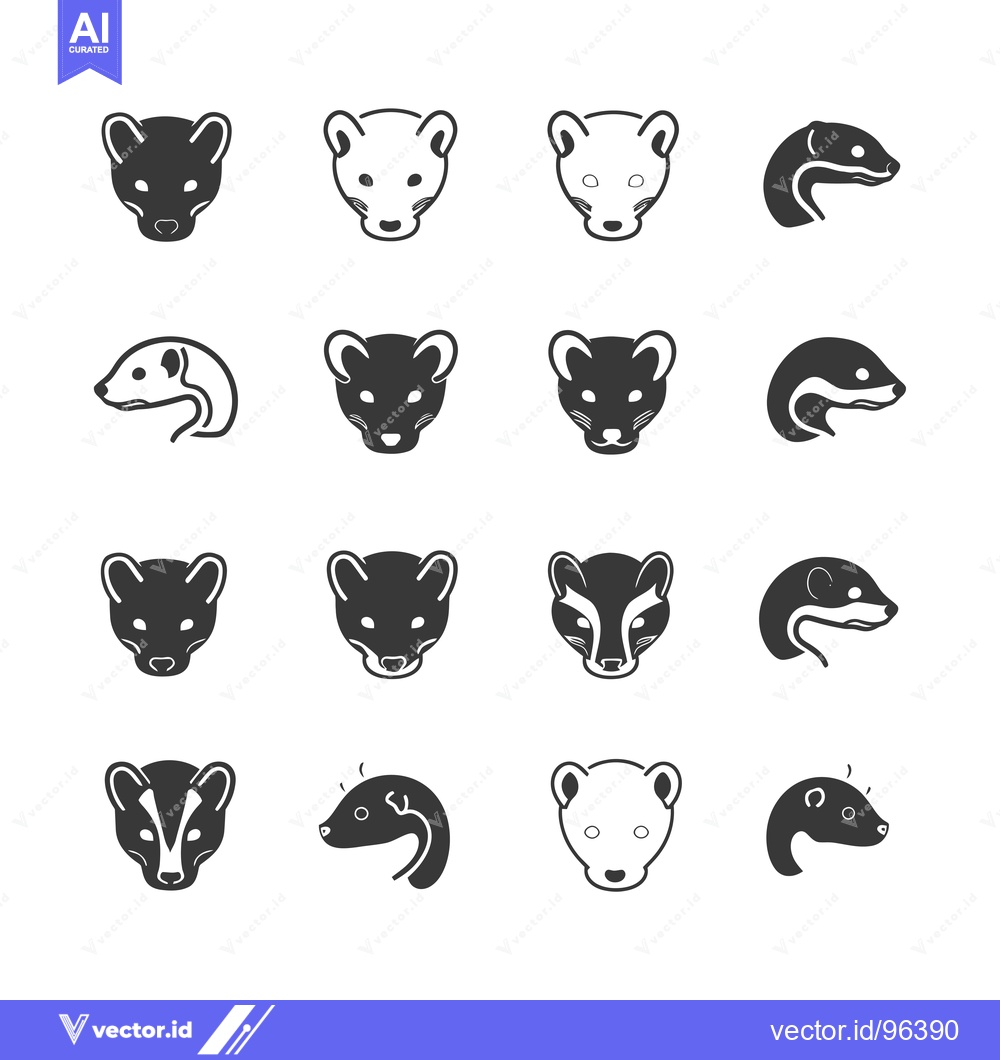Premium Vector dari Set of weasel icons in different poses