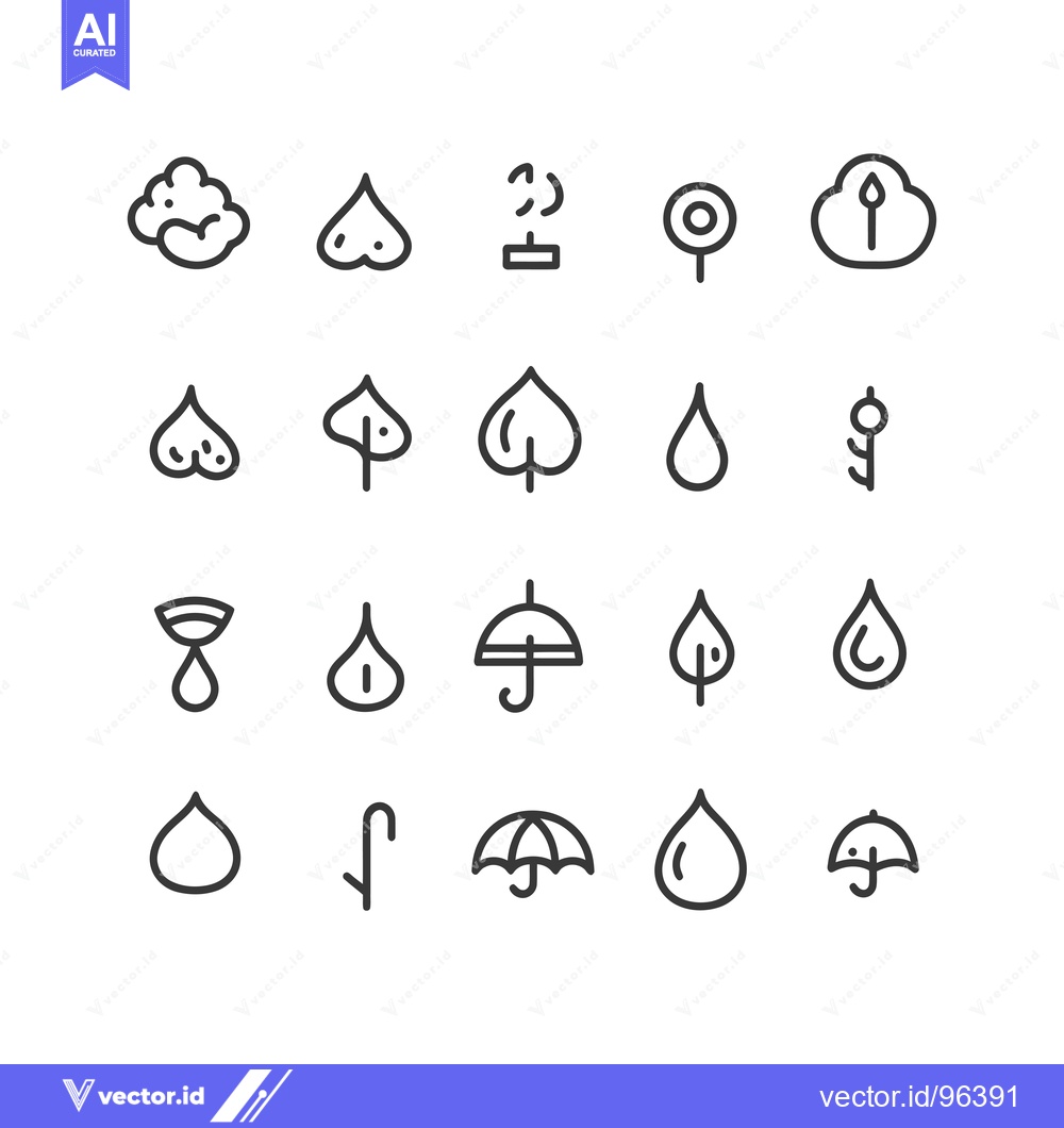 Premium Vector dari Set of Weather and Nature Related Line Icons