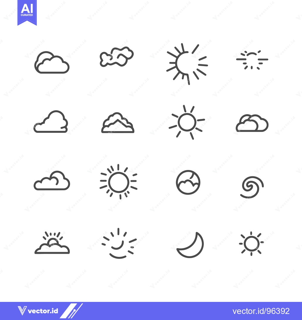 Premium Vector of Set of weather icons including sun, clouds, and moon