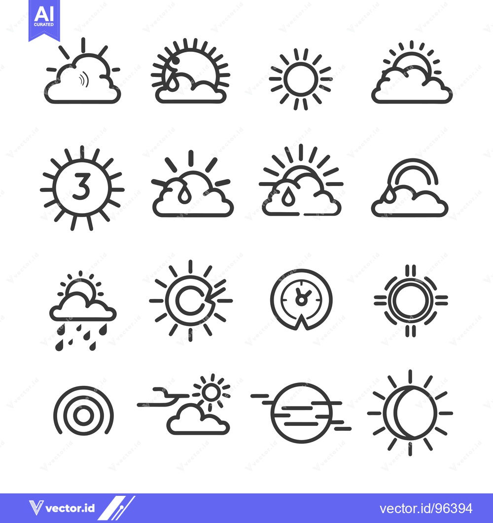 Premium Vector of Set of Weather Icons with Sun and Cloud Combinations