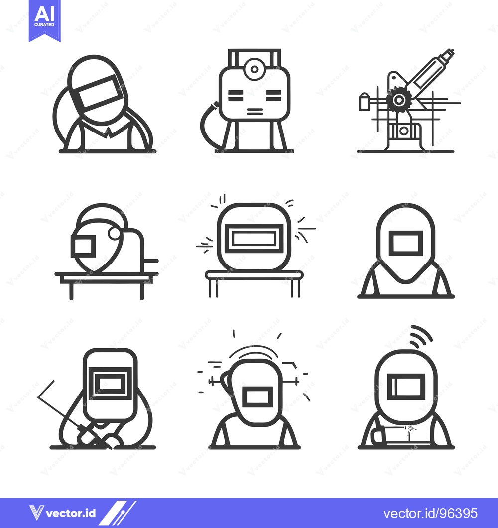 Premium Vector of Set of Welder Icons in Line Art Style