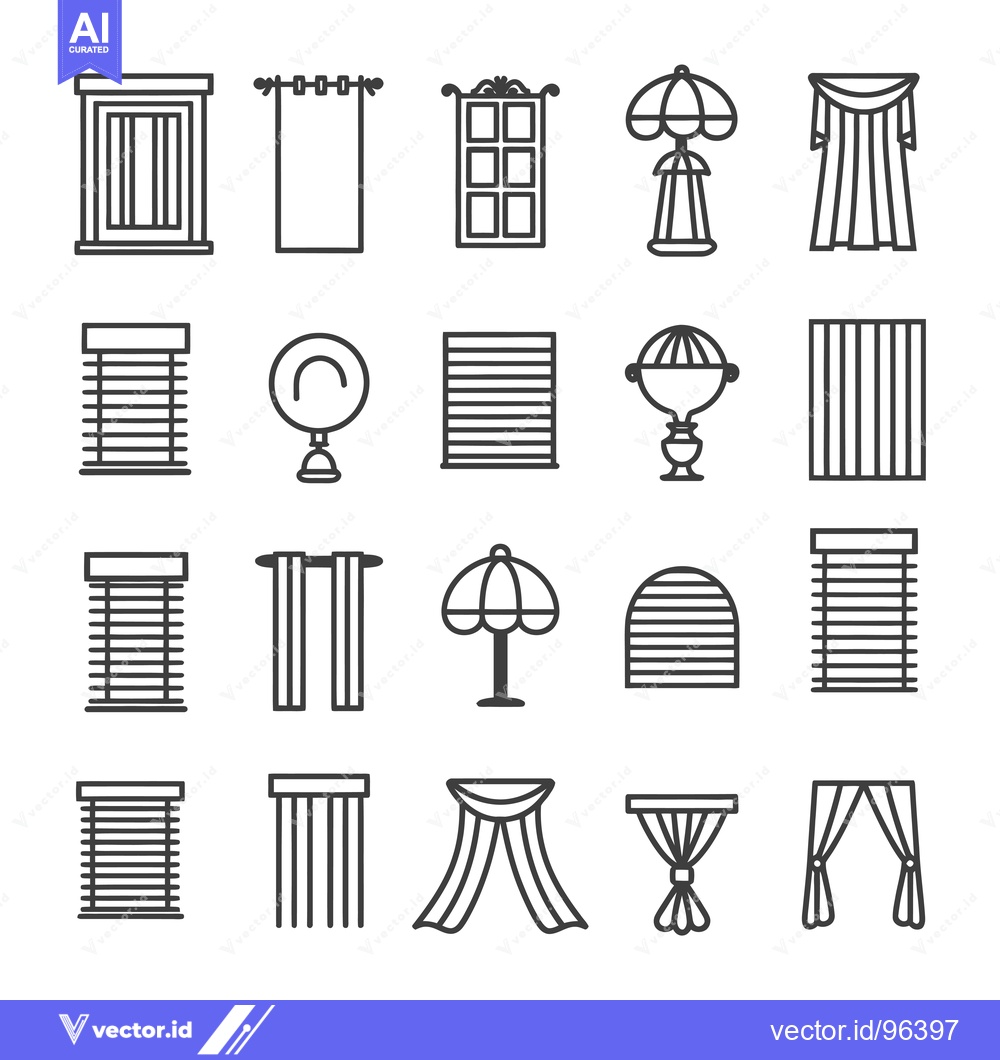 Premium Vector dari Set of Window Covering Icons in Black and White