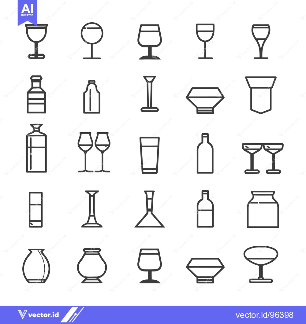 Premium Vector dari Set of Wine Glass, Bottle, and Jar Icons