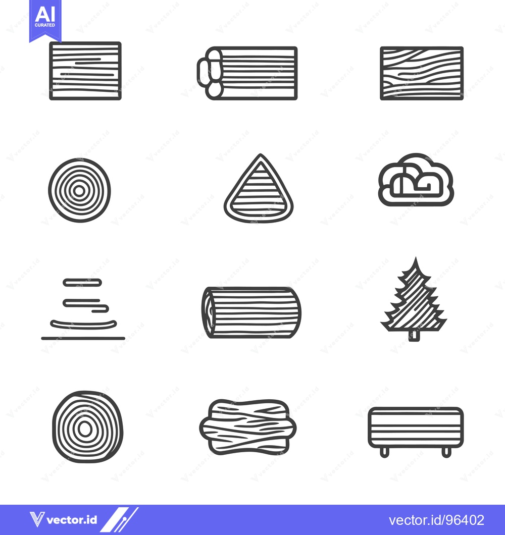 Premium Vector of Set of  Wooden Icons, Simple Line Designs
