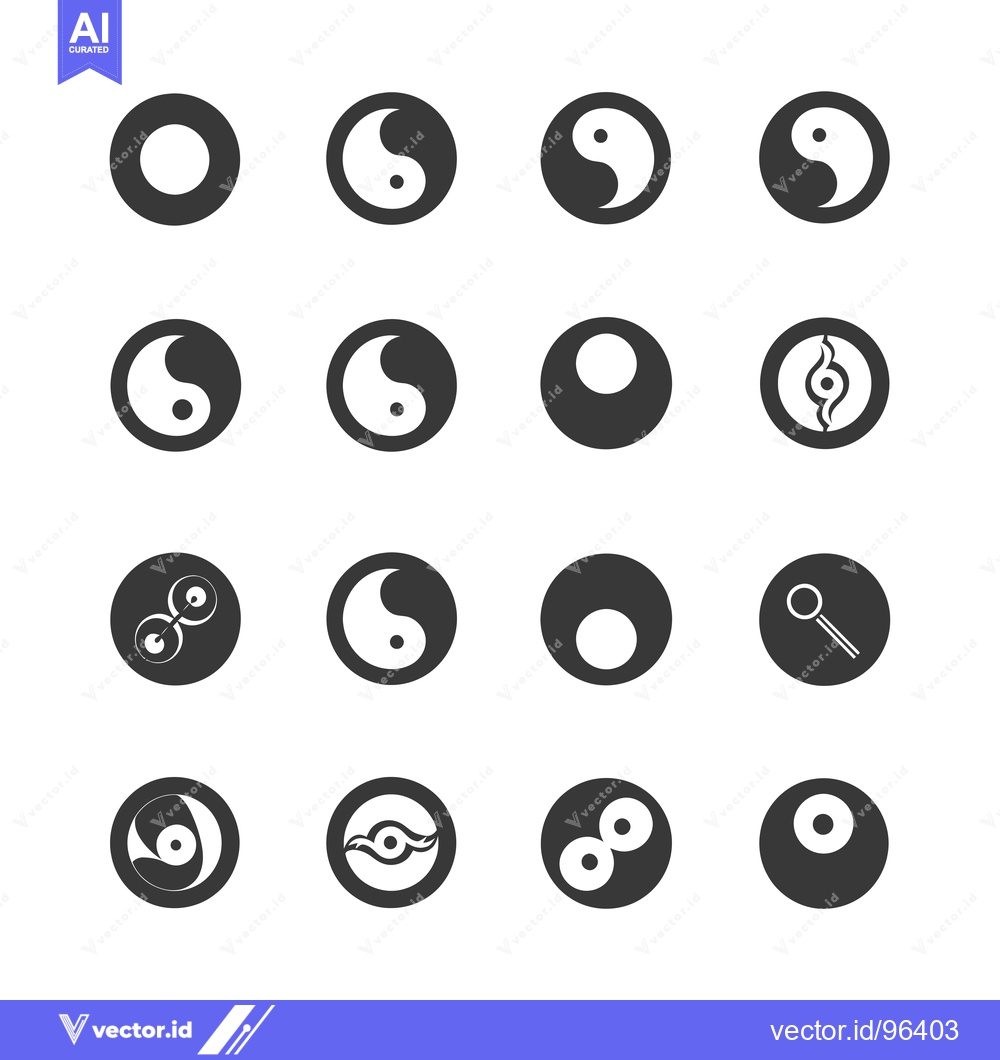 Premium Vector of Set of Yin Yang and Circle-Based Abstract Icons