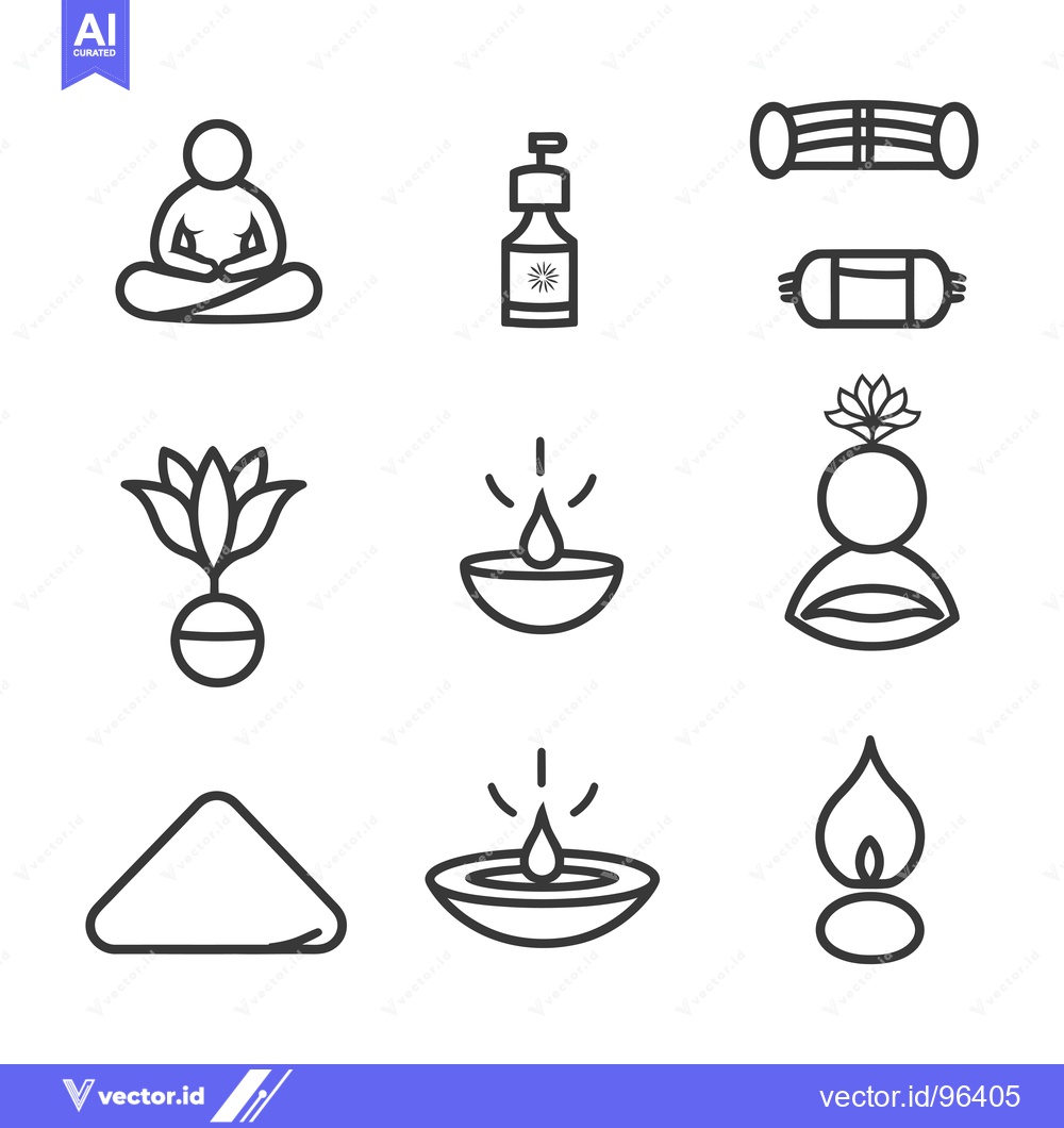 Premium Vector dari Set of Yoga and Meditation Related Line Icons