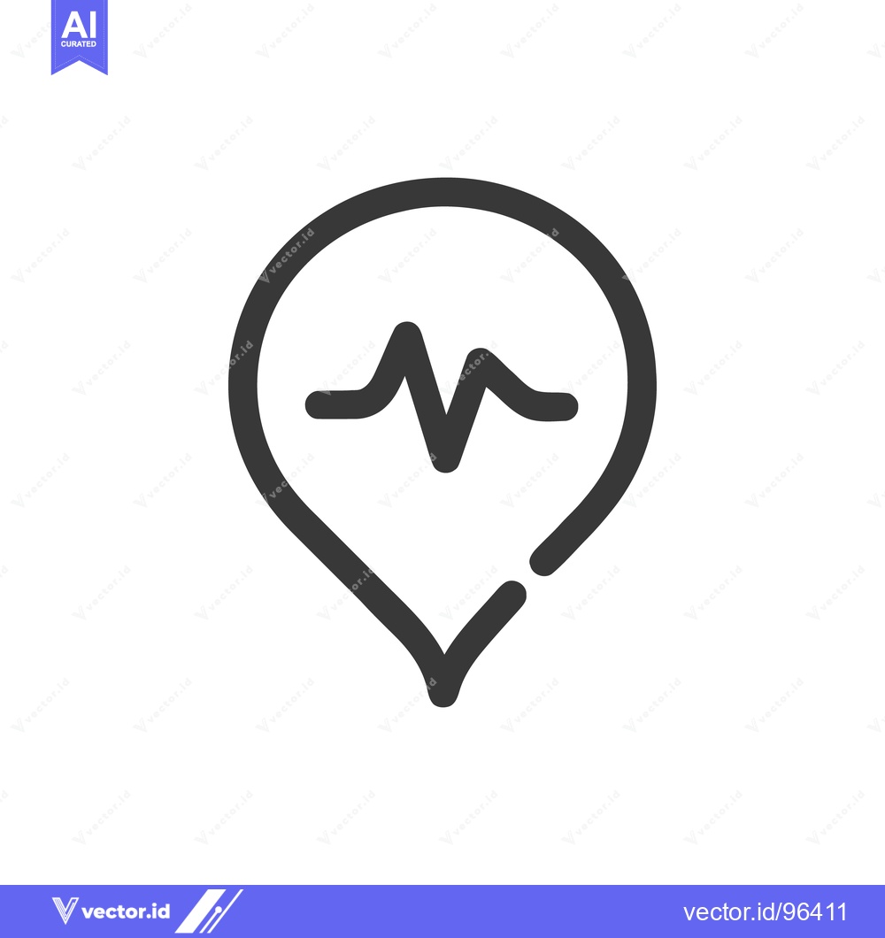 Premium Vector of Heartbeat Location Pin: Minimalist Icon for Health and Wellness Tracki
