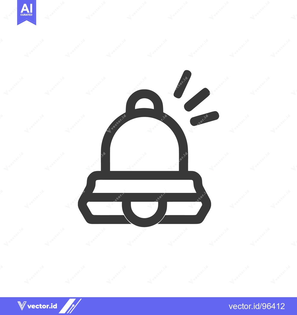Premium Vector of Bold Outline Bell Icon with Sound Waves on White Background