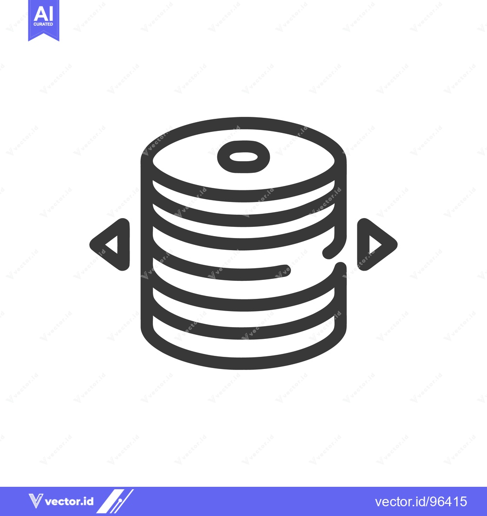 Premium Vector dari Database Icon: Stacked Cylinders with Arrows, Minimalist Design