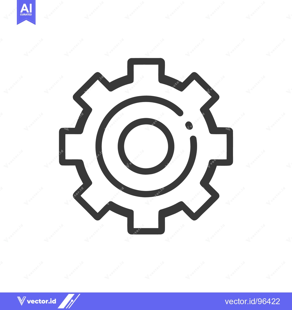 Premium Vector of Bold Gear Icon: Mechanical Precision in Minimalist Design