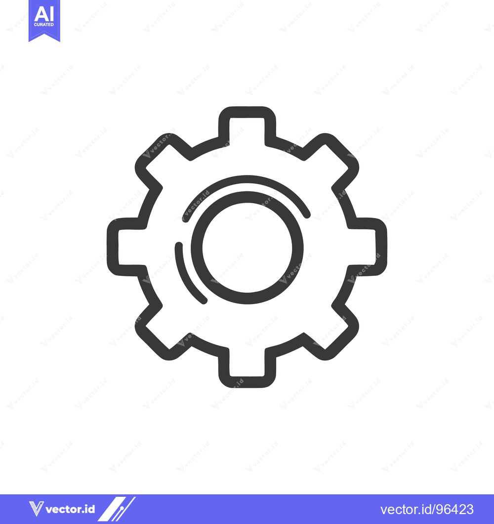Premium Vector of Simple Gear Icon with Internal Circle, Isolated on White Background