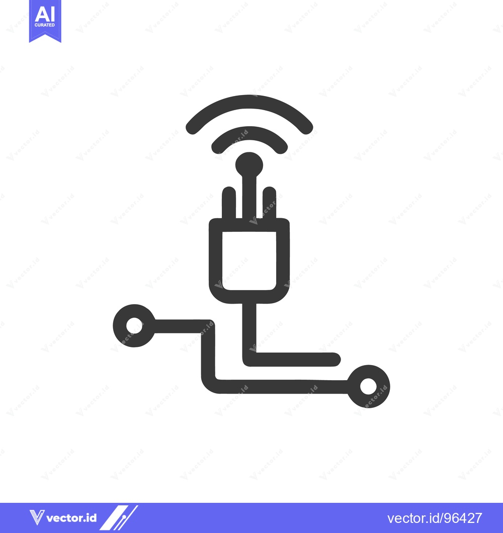 Premium Vector dari Smart Plug Icon: Connected Home Automation, Wireless Technology Symbol