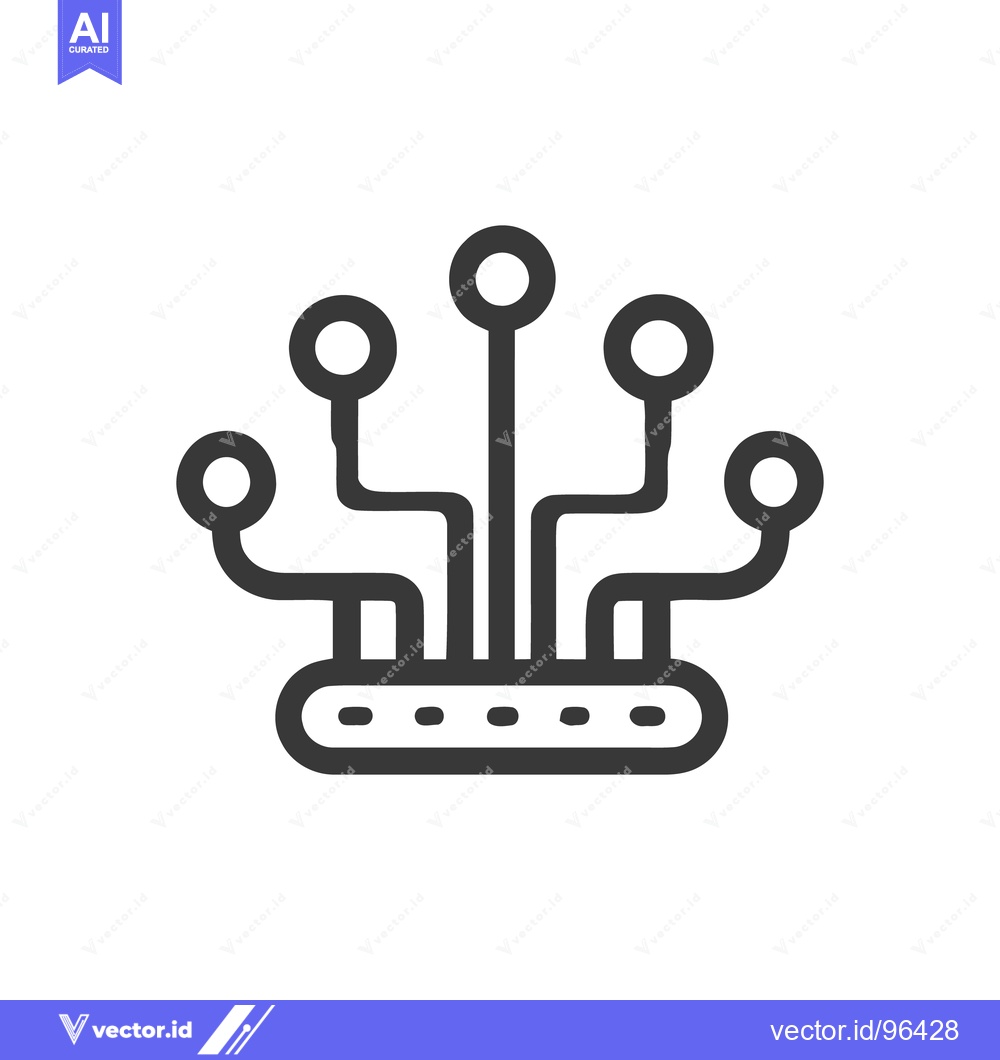 Premium Vector dari Minimalist Network Icon: Connected Nodes with Central Base, Dark Gray