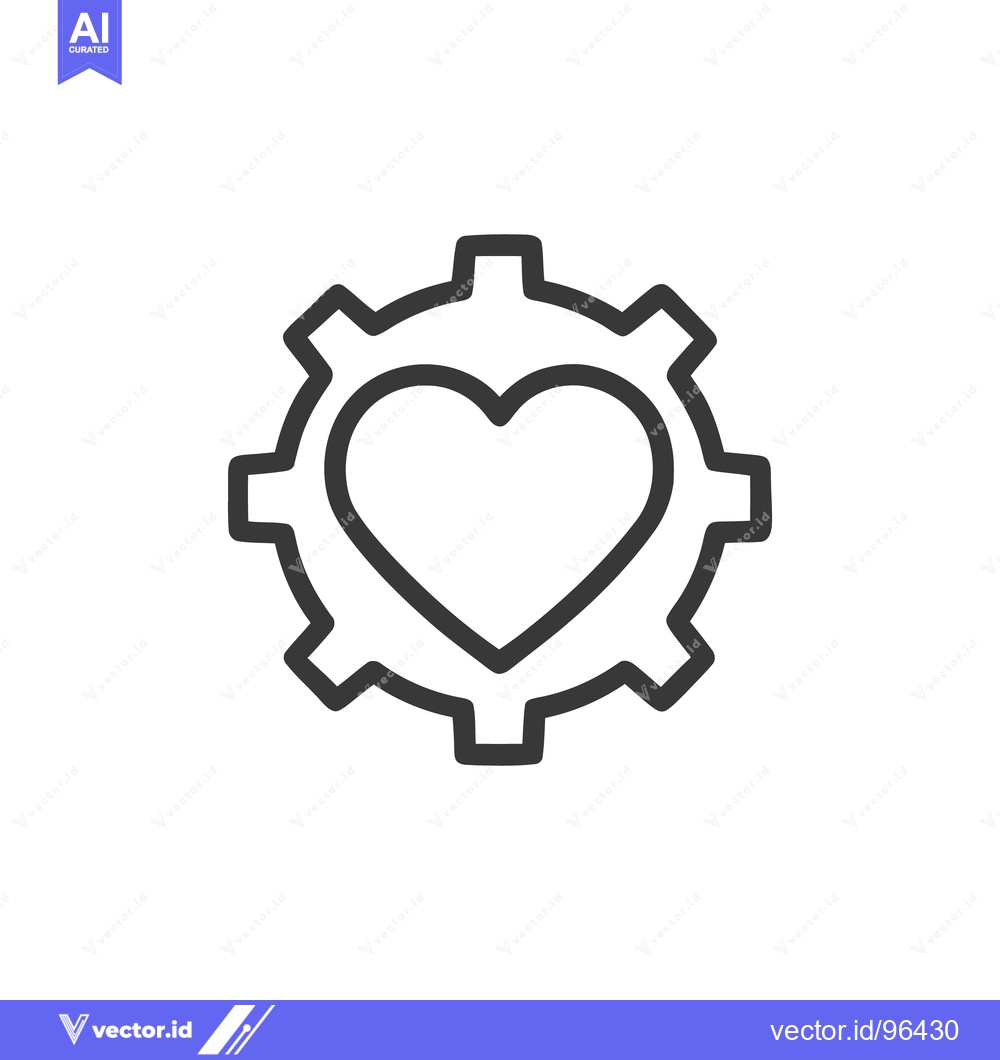 Premium Vector dari Heart in Gear: Love and Mechanics Symbol, Isolated Outline Icon