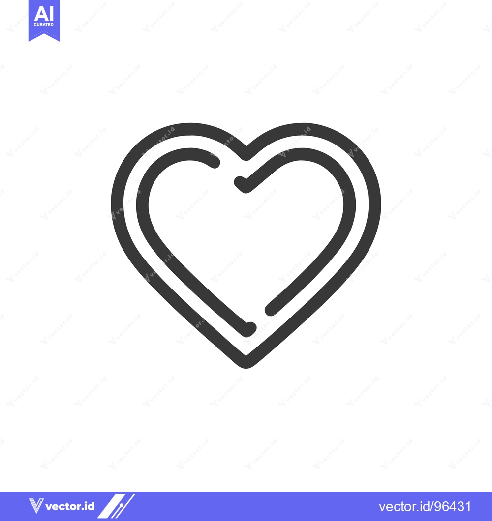 Premium Vector of Double Outline Heart Icon, Minimalist Design, Love Symbol, Valentine's