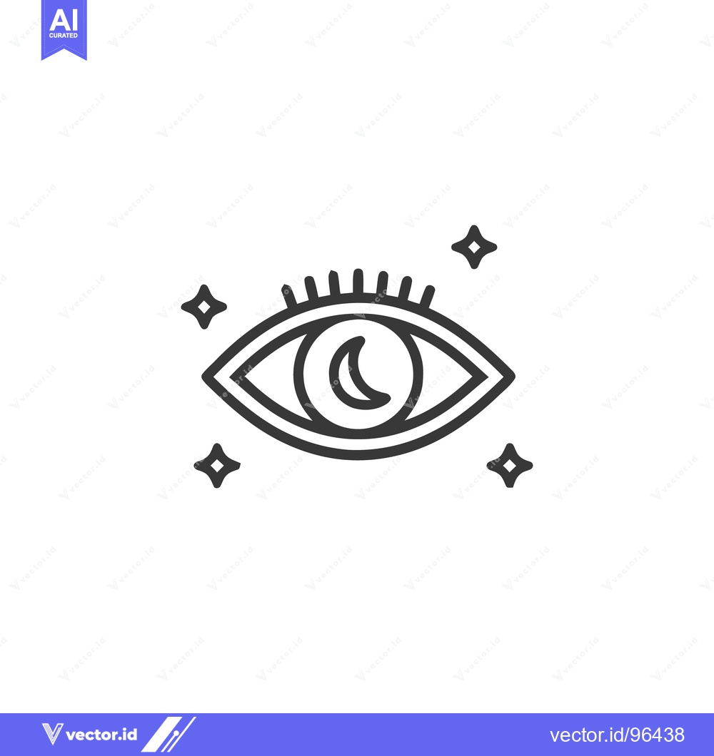 Premium Vector of Crescent Moon Eye with Stars: Minimalist Line Art Symbol