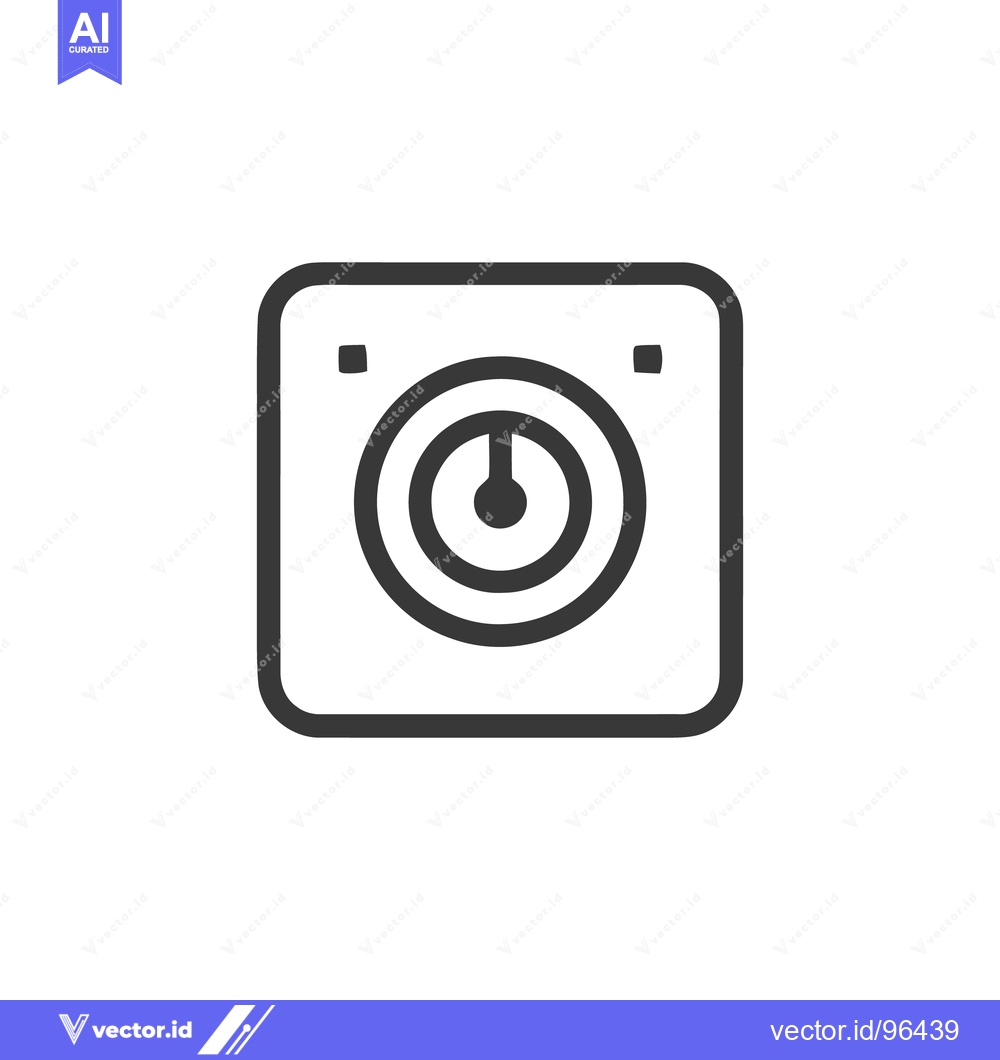 Premium Vector dari Minimalist Power Button Icon in Rounded Square Frame, Dark Gray on Whi