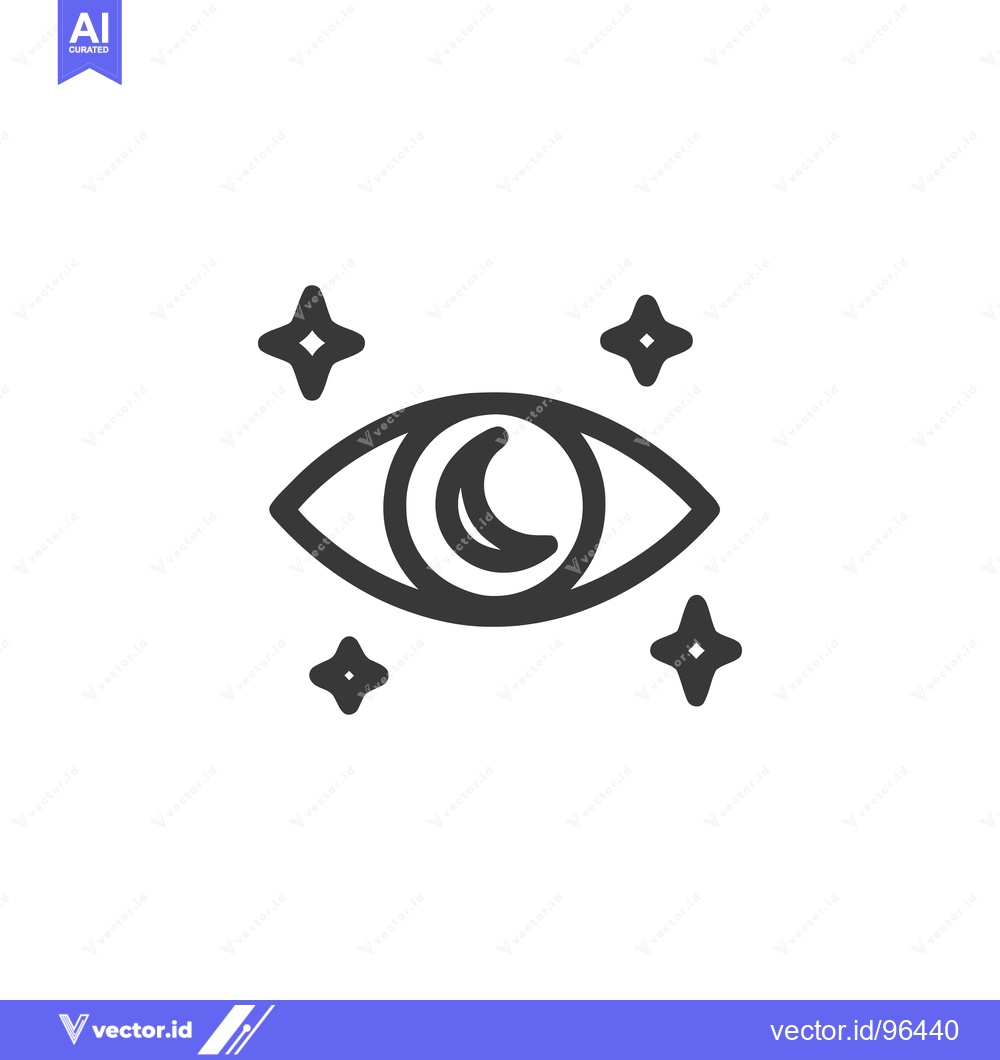 Premium Vector of Mystical Eye with Crescent Moon and Sparkling Stars Icon