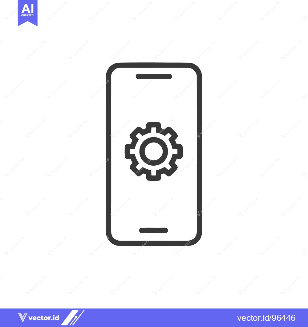 Premium Vector dari Mobile Phone Settings Icon: Gear on Smartphone Screen, Outline Style