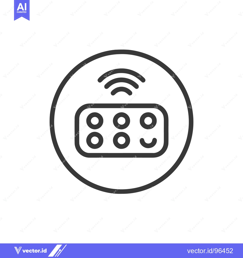 Premium Vector dari Smart Home Hub Icon: Wireless Control Panel in Circular Frame, Minimal