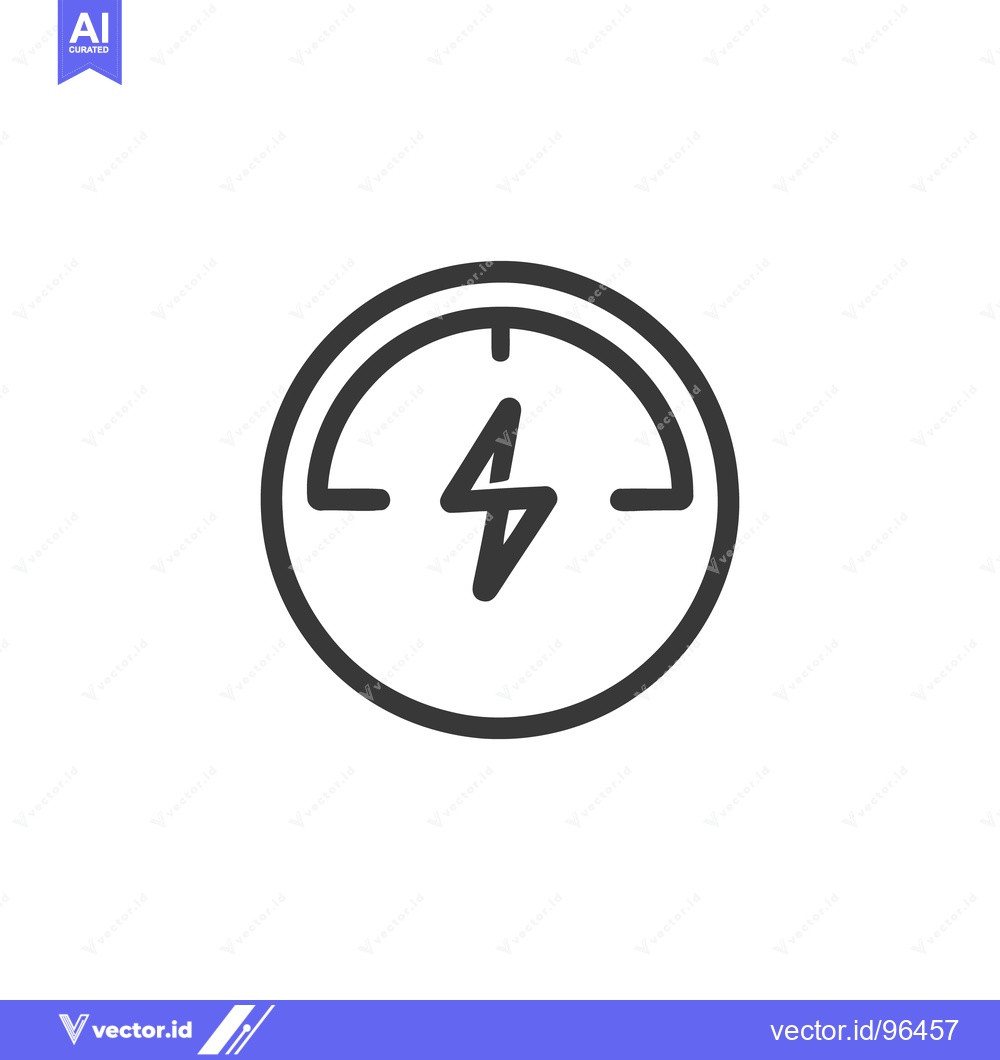 Premium Vector of Minimalist Energy Meter Icon: Bold Lightning Bolt in Circle Design