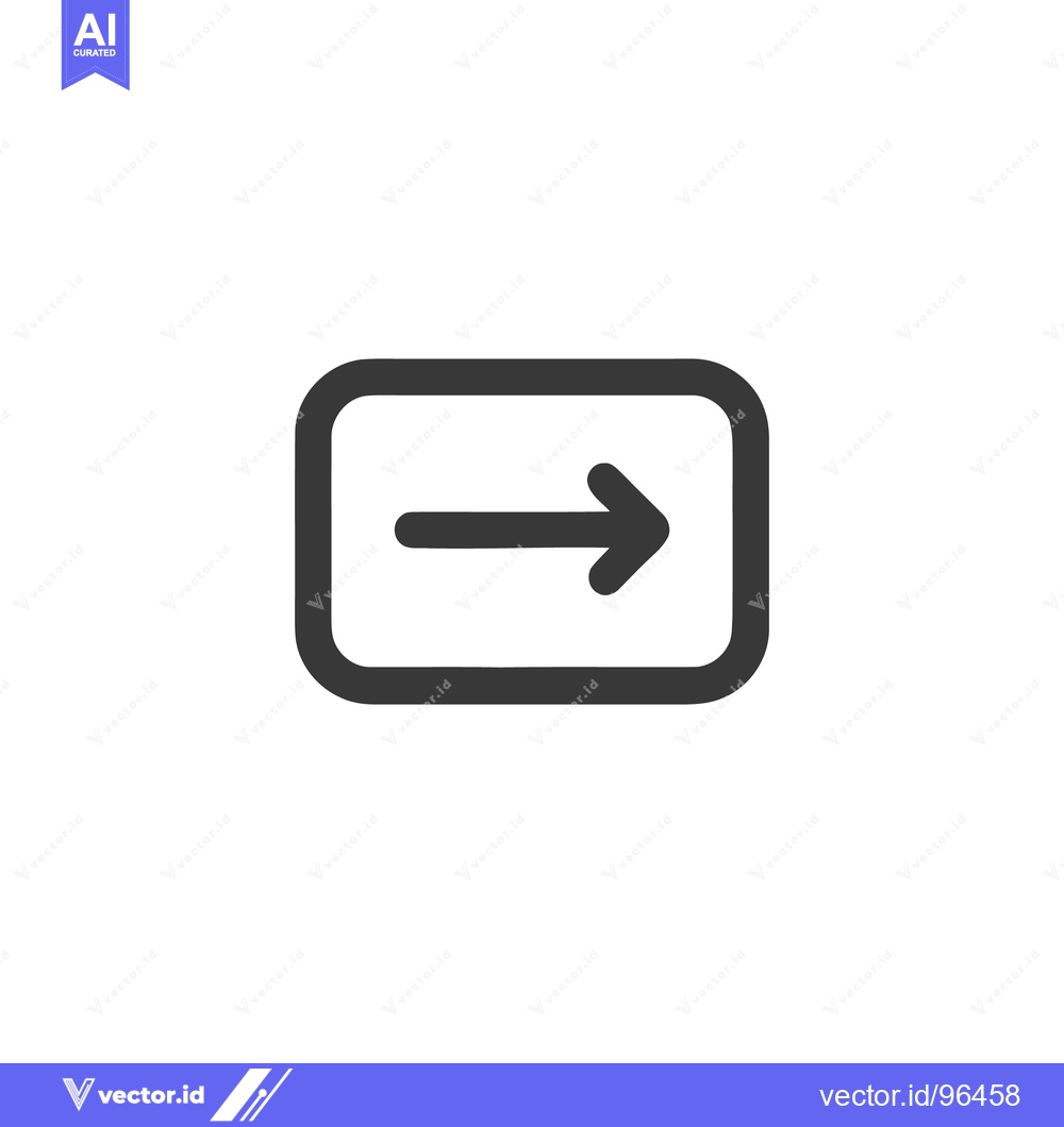 Premium Vector dari Simple Dark Grey Arrow Icon in Rounded Rectangle Frame on White