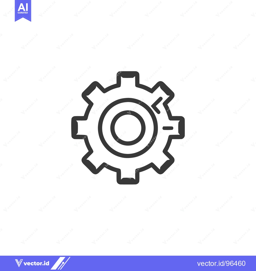 Premium Vector of Sleek Gear Icon: Bold Outline, Precise Inner Details, White Background