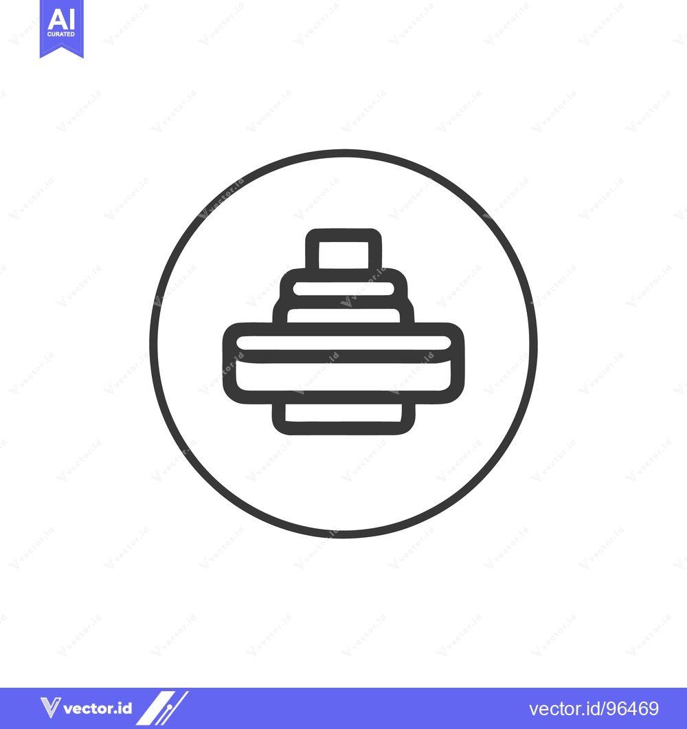 Premium Vector dari Minimalist Icon of a Layered Structure Inside a Circle, Black Outline