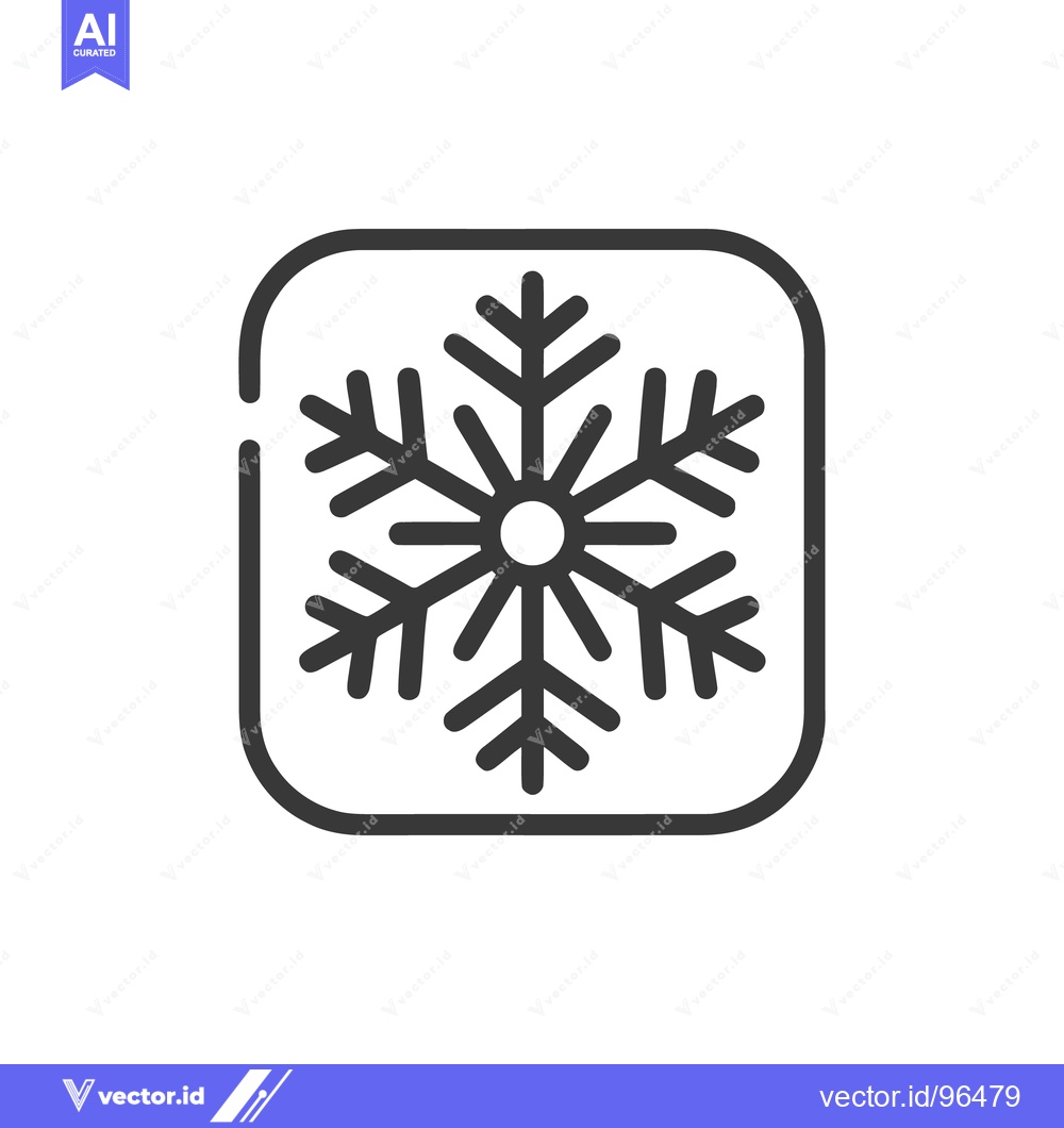 Premium Vector dari Minimalist Snowflake Icon in Rounded Square Frame, Winter Symbol