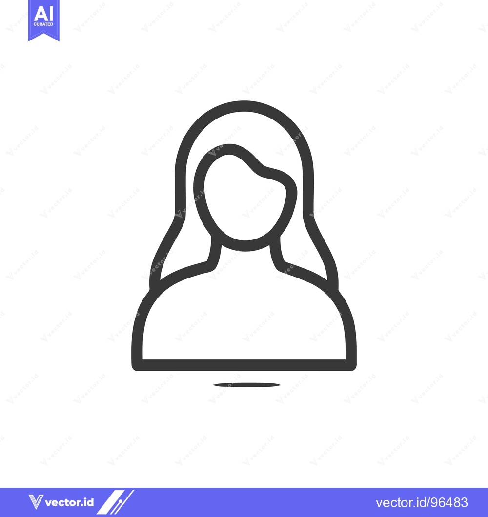 Premium Vector of Minimalist Woman Icon with Long Hair and Shadow